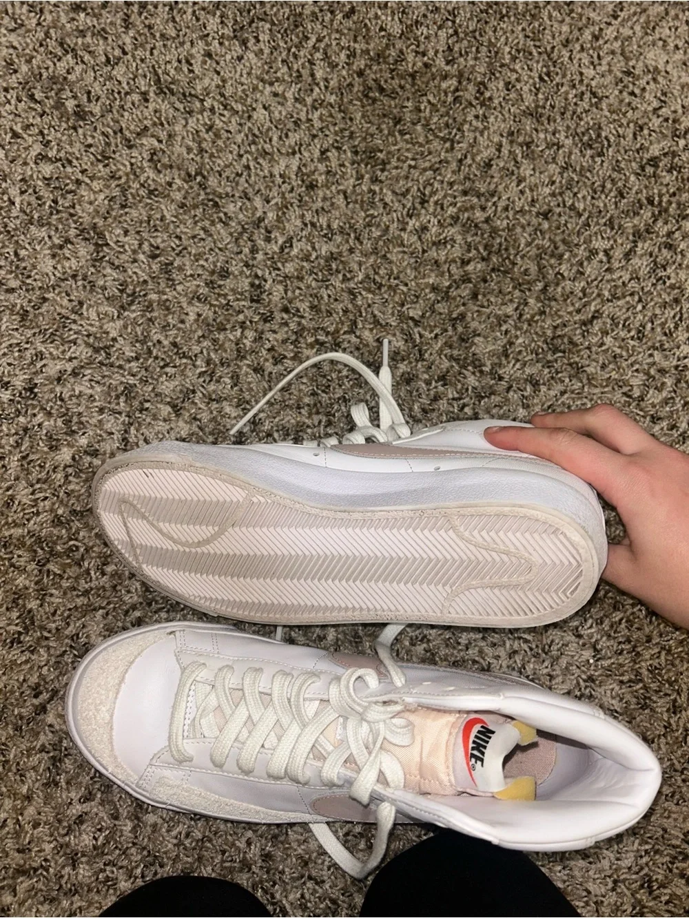 Nike Women’s High-Top Sneakers in White and Light Pink